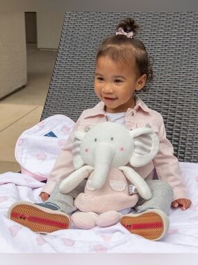 Amelia Elephant Knit Plush Toy | 18” Soft Cotton Stuffed Animal | Like New